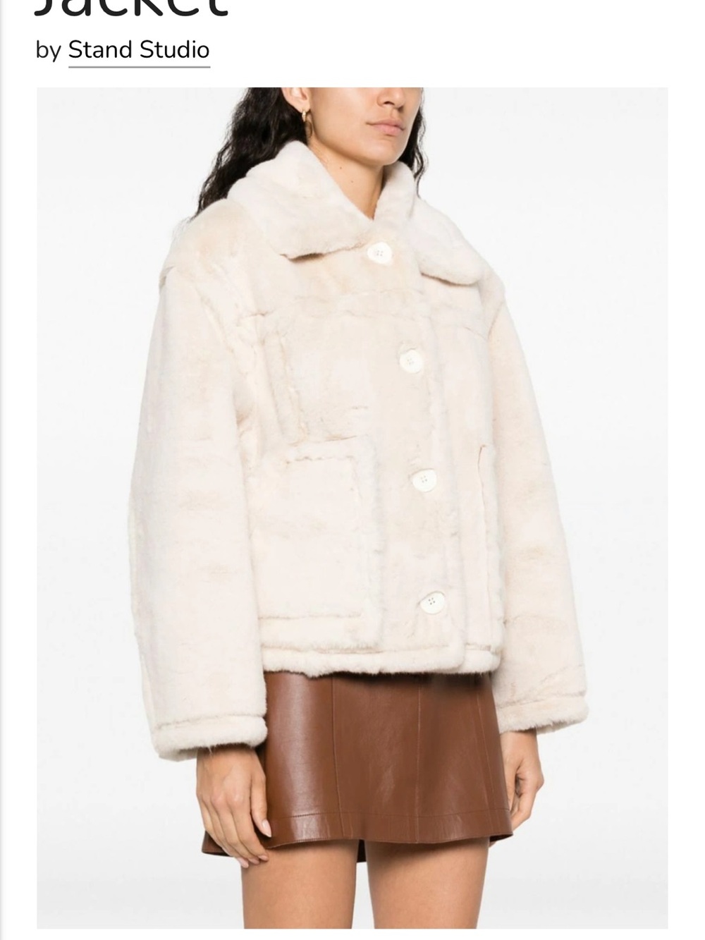 Stand Studio Ivory Plush Teddy Jacket